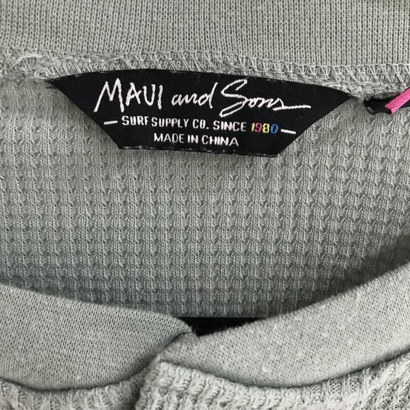 Maui and Sons Green Waffle Knit Shirt L - Picture 4 of 9